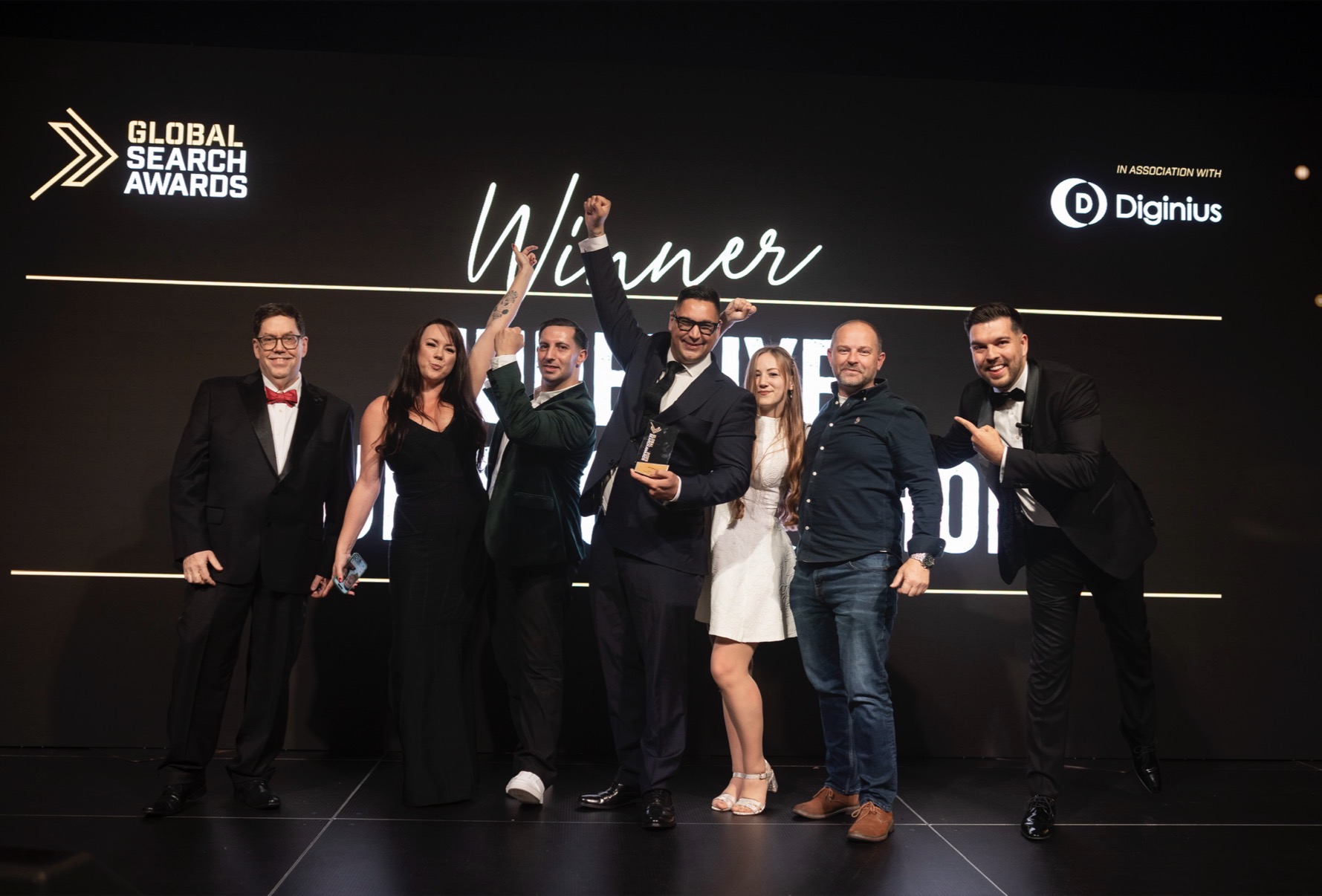 JudeLuxe team celebrating at Global Search Awards 2025